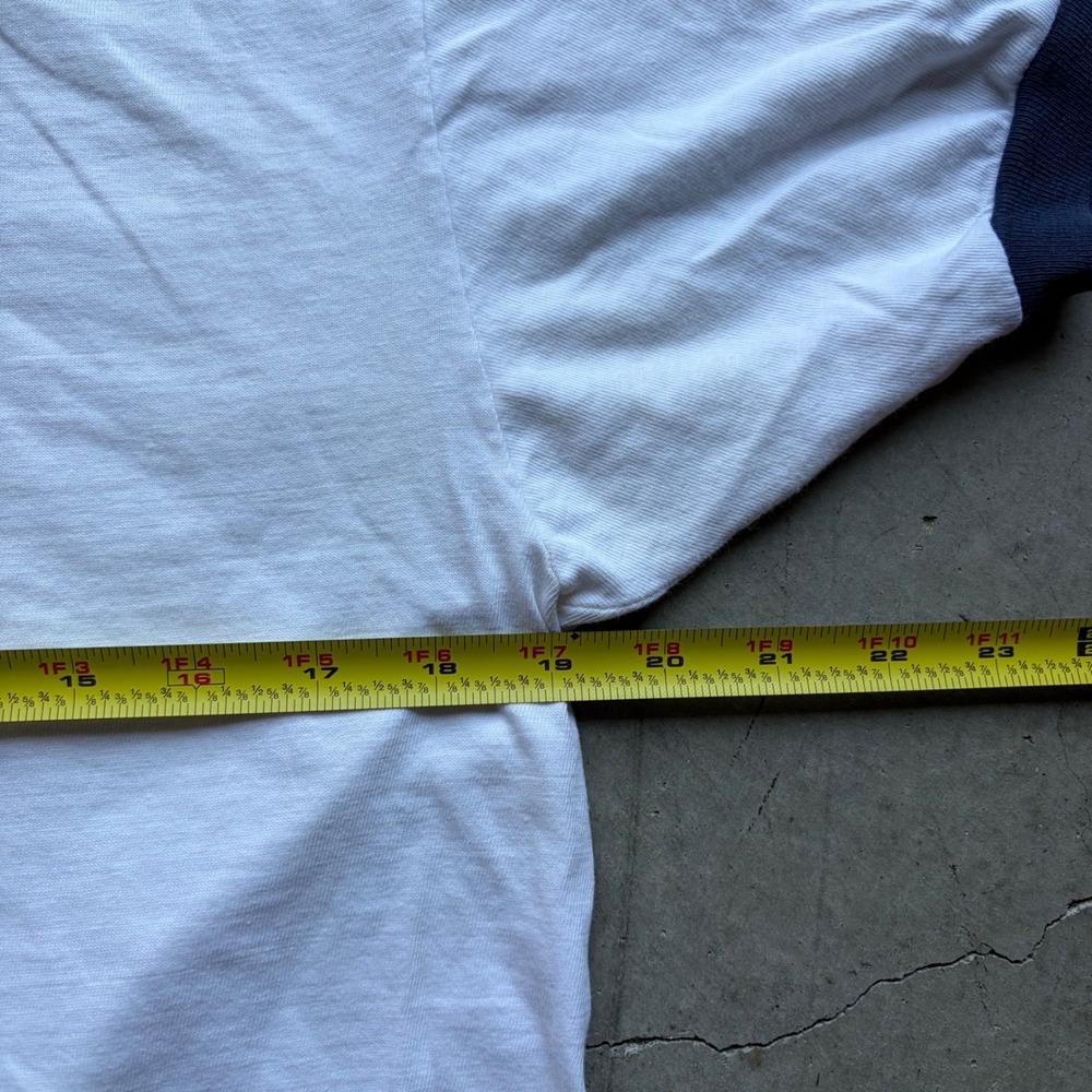 Vintage 80s Disney Mickey Mouse Ringer T-Shirt Mens Large White Navy - Picture 7 of 8